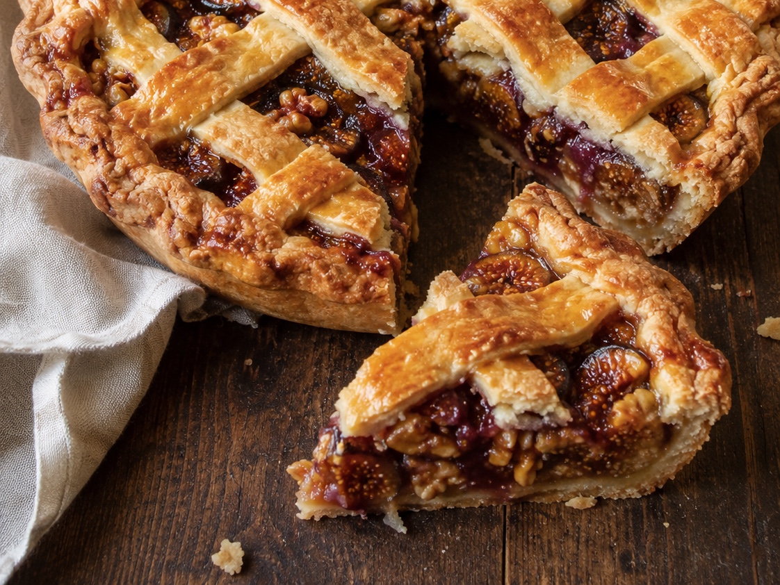 Fig , honey and walnut pie